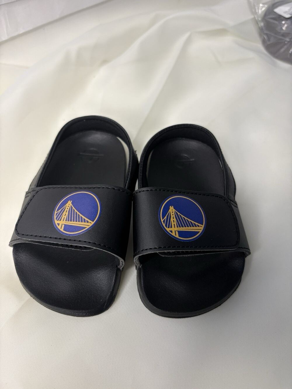 Golden State Warriors Kids Baby Sandals Slip On Strap On Black Size 9T - NWOT